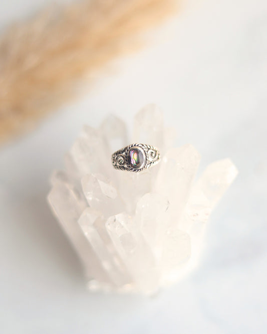 Anillo Plata Roco Nácar tornasol