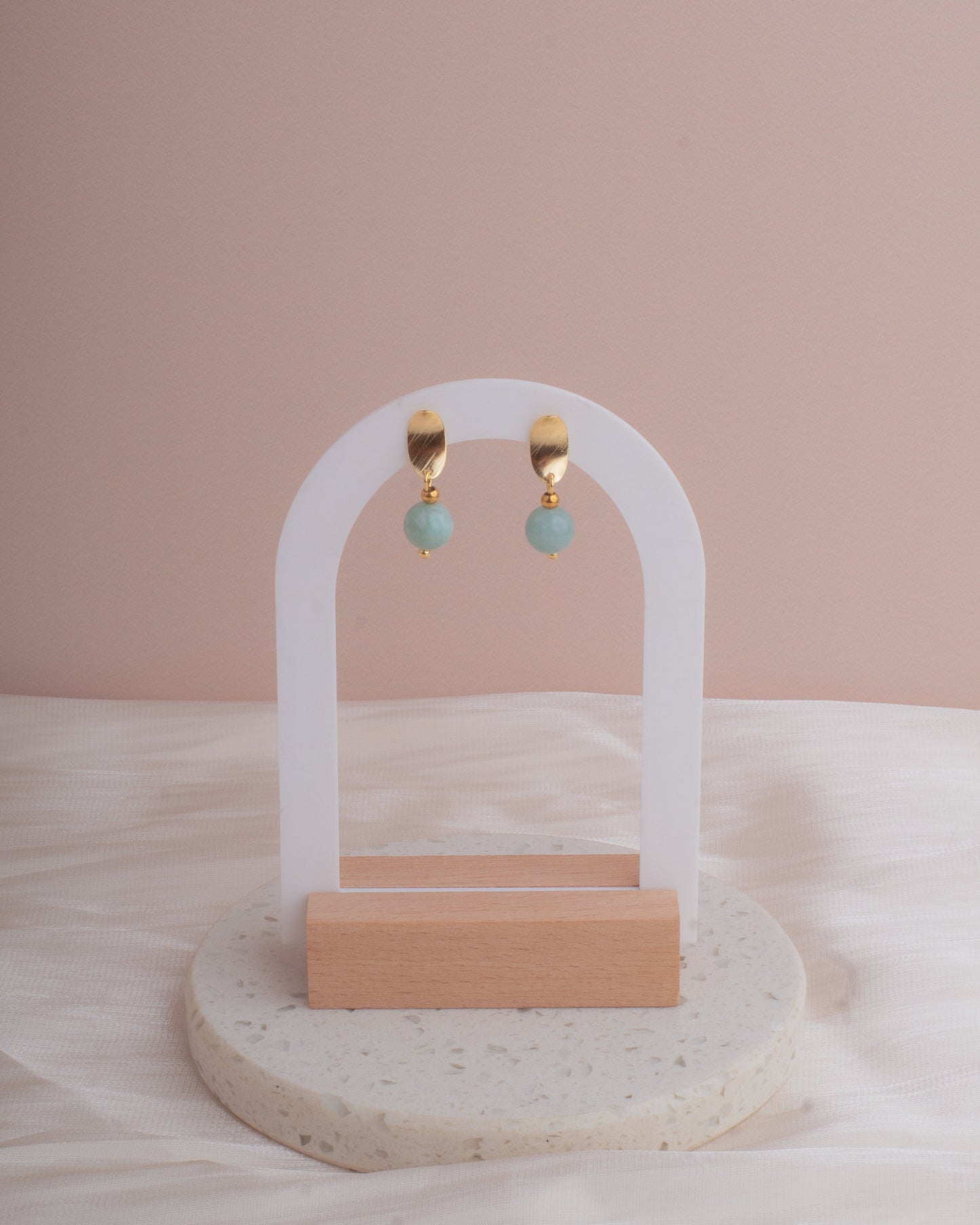 Aros baño en oro Sorella | Aguamarina