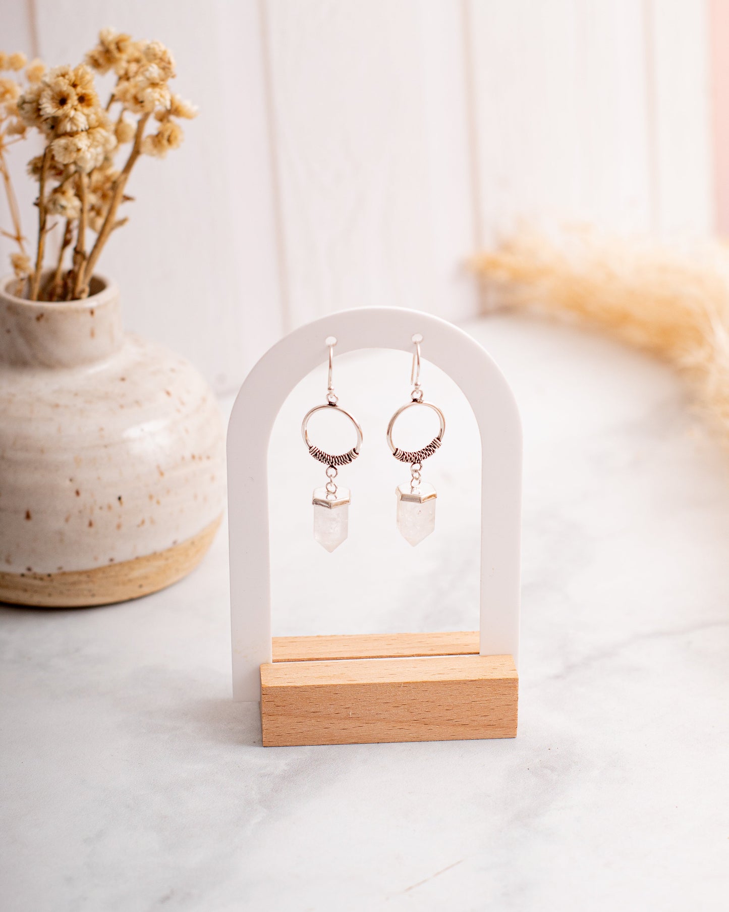 Aros Plata Thai | Cuarzo Blanco