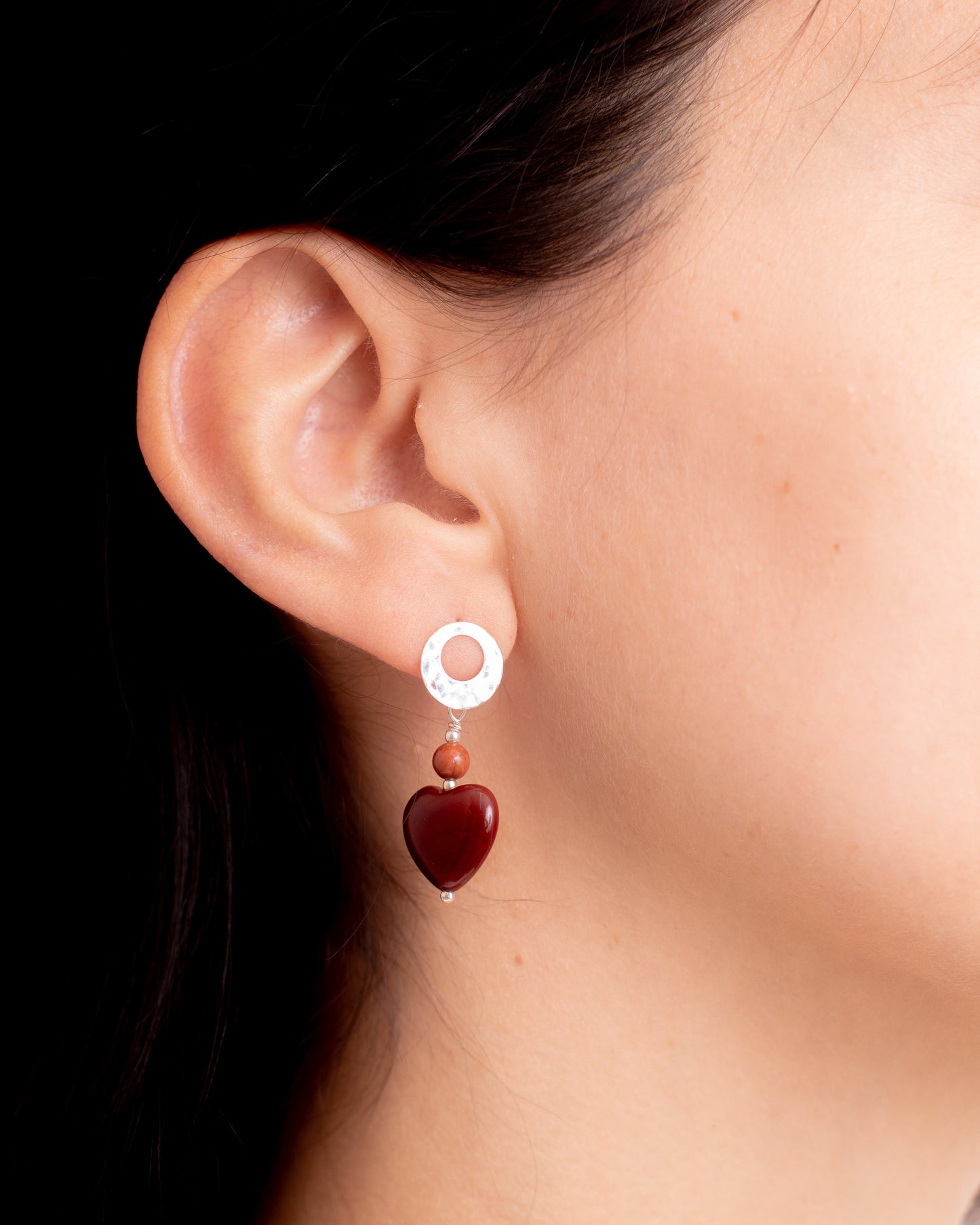 Aros Plata Mimosa | Jaspe Rojo