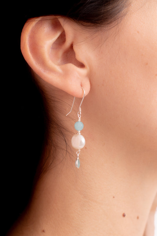 Aros Perla Helena | Aguamarina