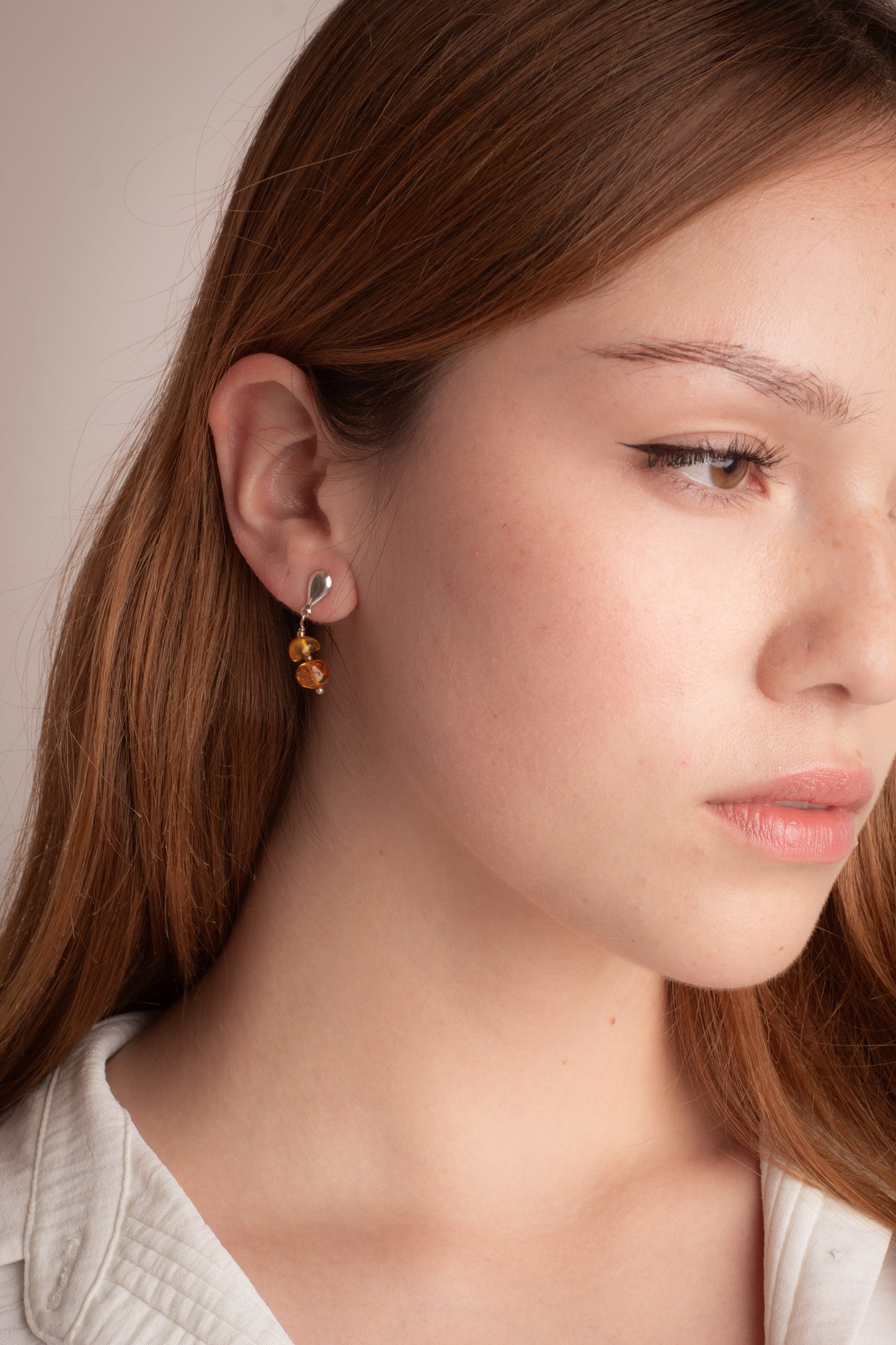 Aros Plata y Ambar doble