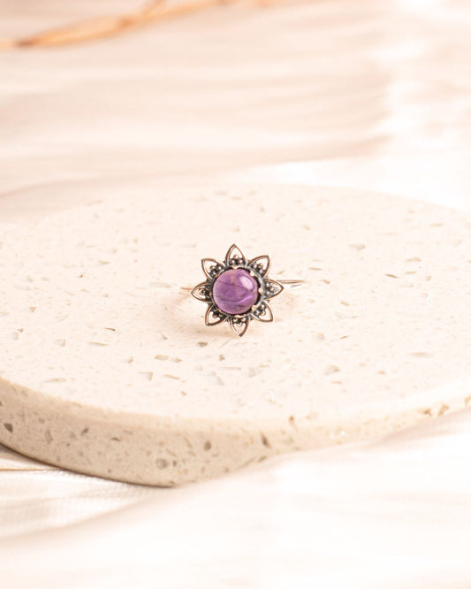 Anillo Plata Flori | Amatista