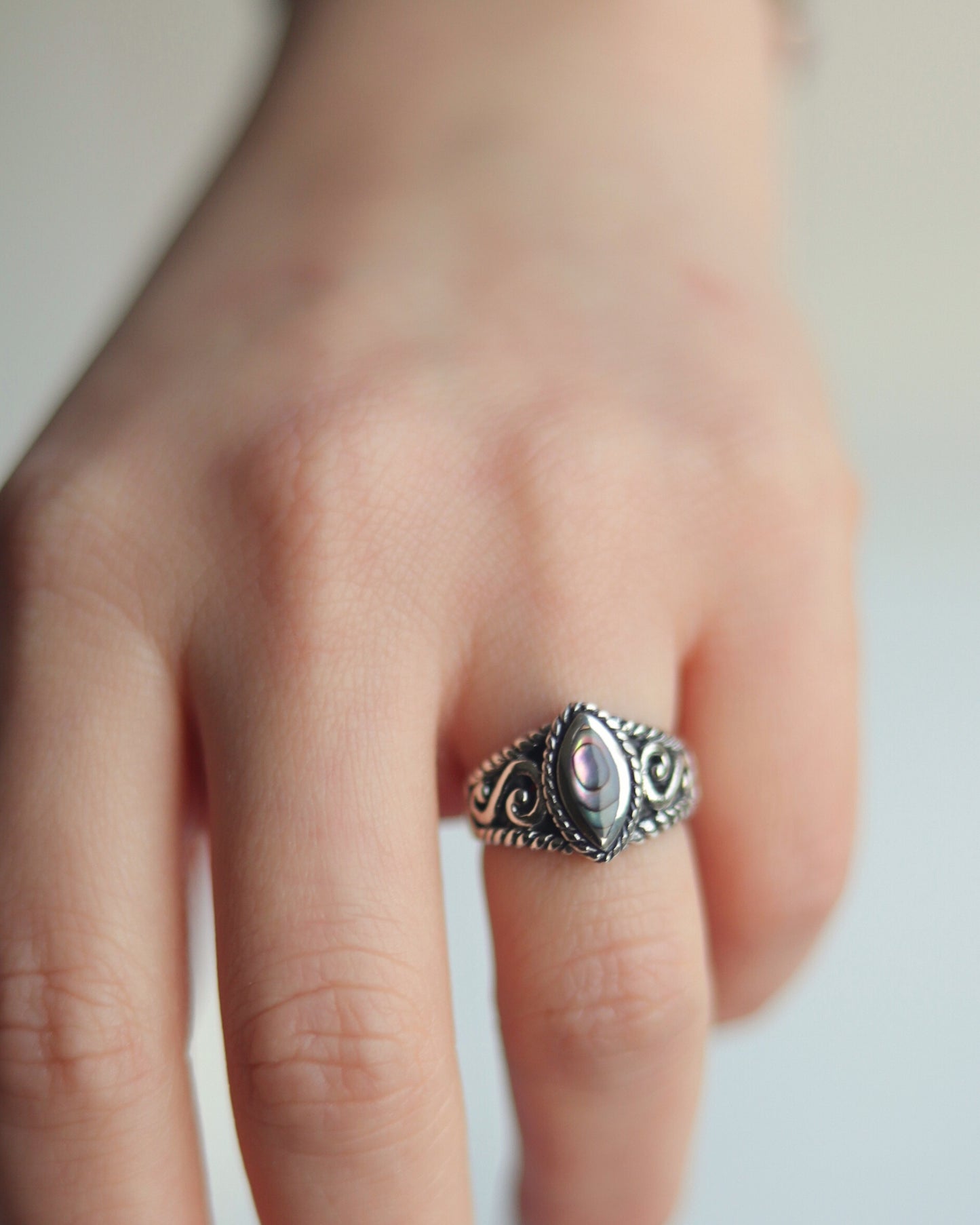 Anillo Plata Roco II Nácar