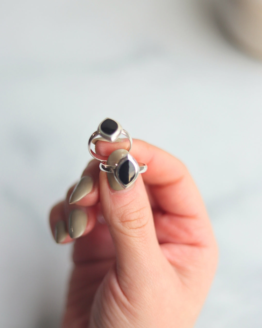 Anillo Plata Almendra Ónix