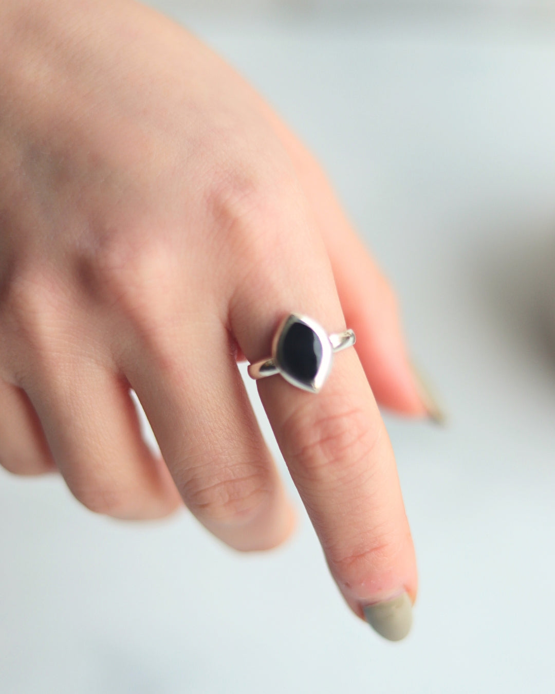 Anillo Plata Almendra Ónix