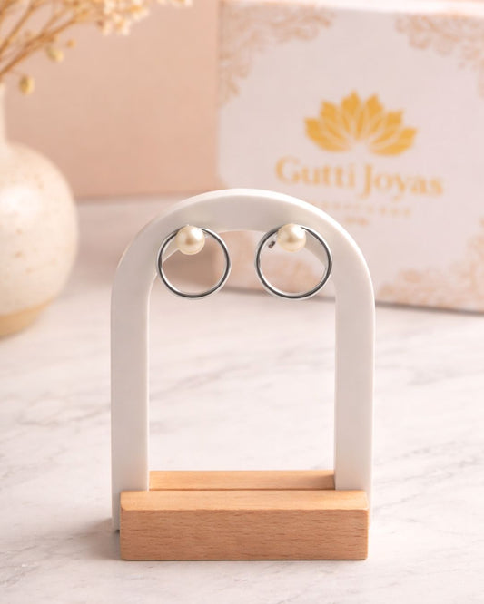 Aros de Plata 925 con Perlas de Río, disponible en Joyería en Santiago de Chile.