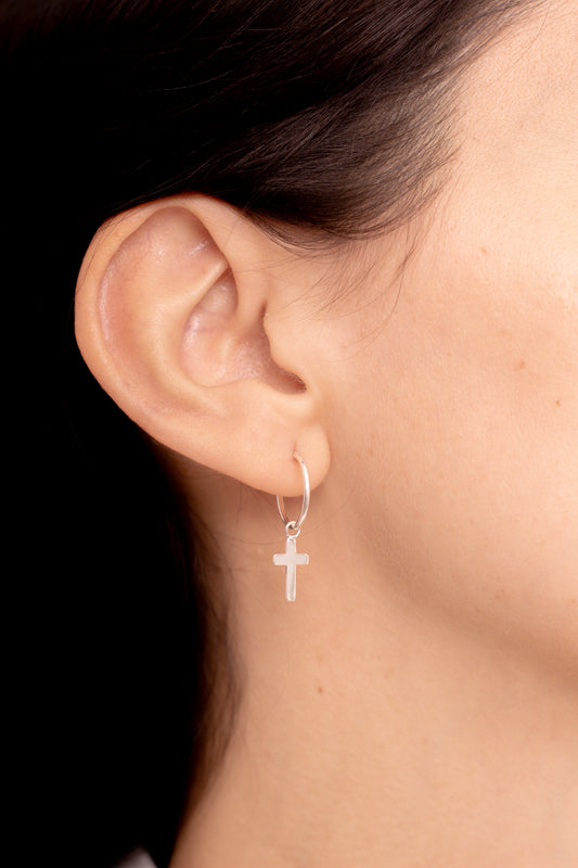 Aros Plata Minina | Cruz