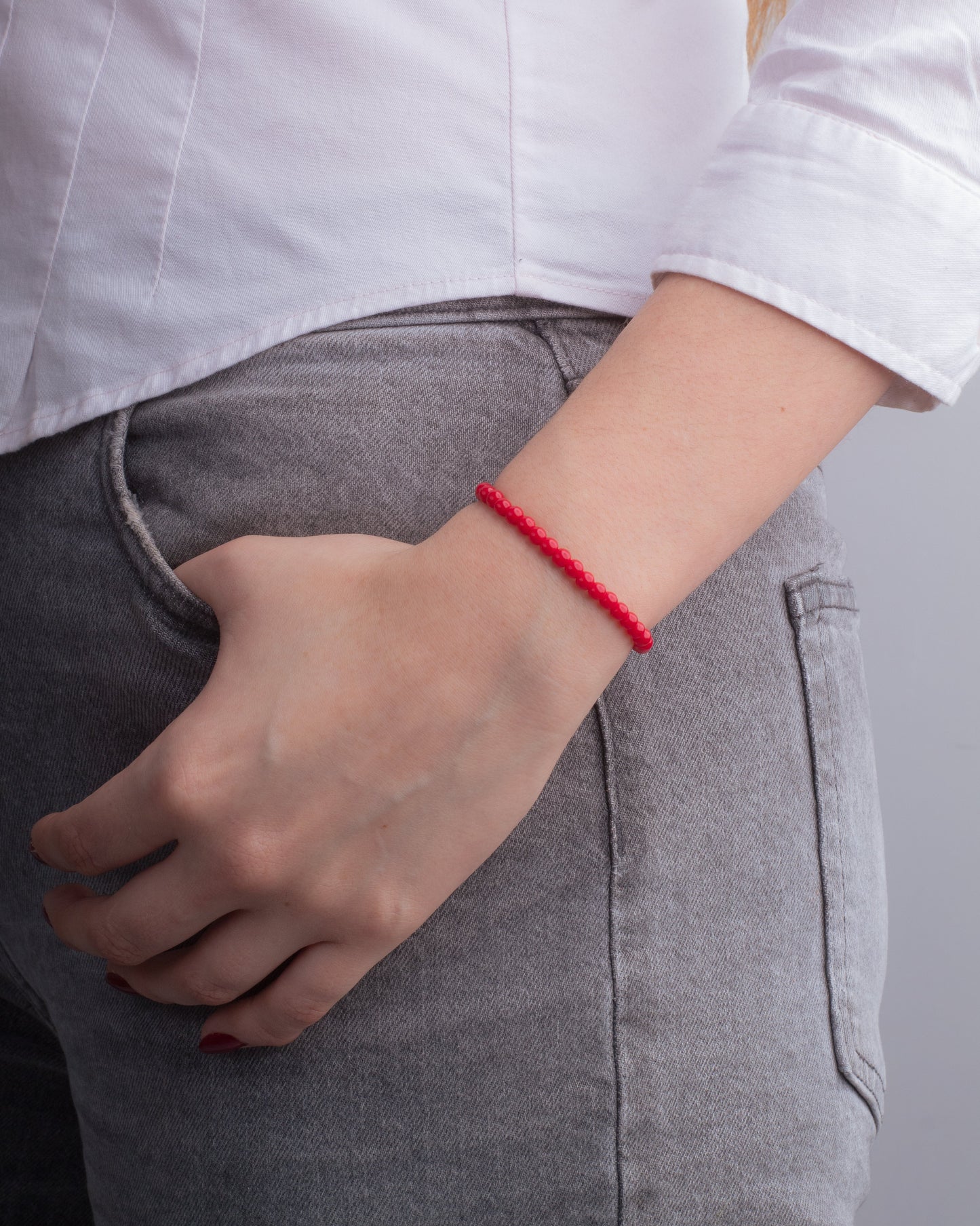 Pulsera Mina 3mm | Jade rojo