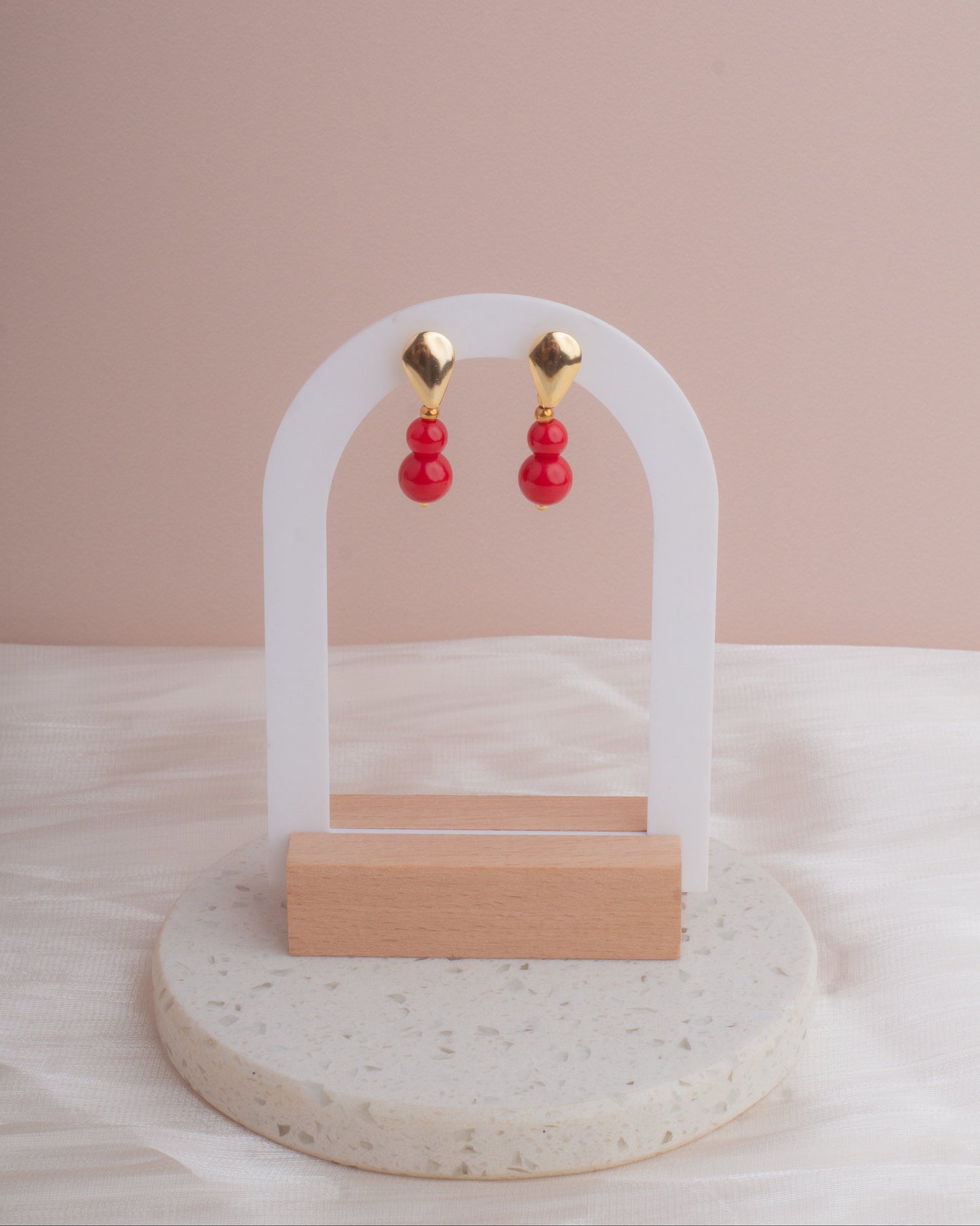 Aros baño en Oro Maré | Jade rojo