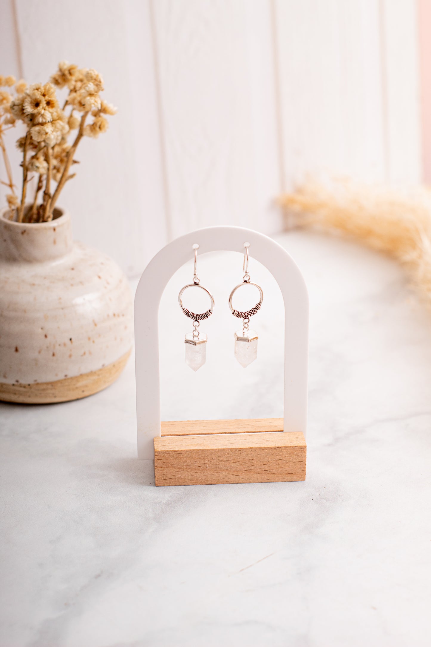 Aros Plata Thai | Cuarzo Blanco