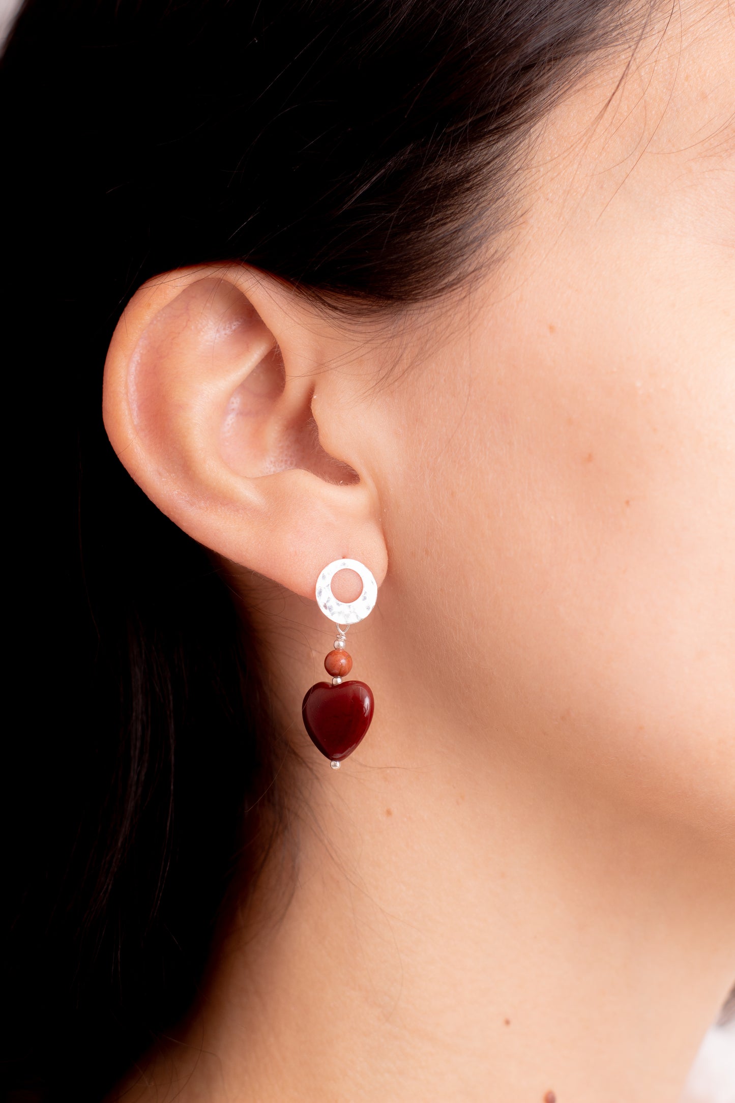 Aros Plata Mimosa | Jaspe Rojo