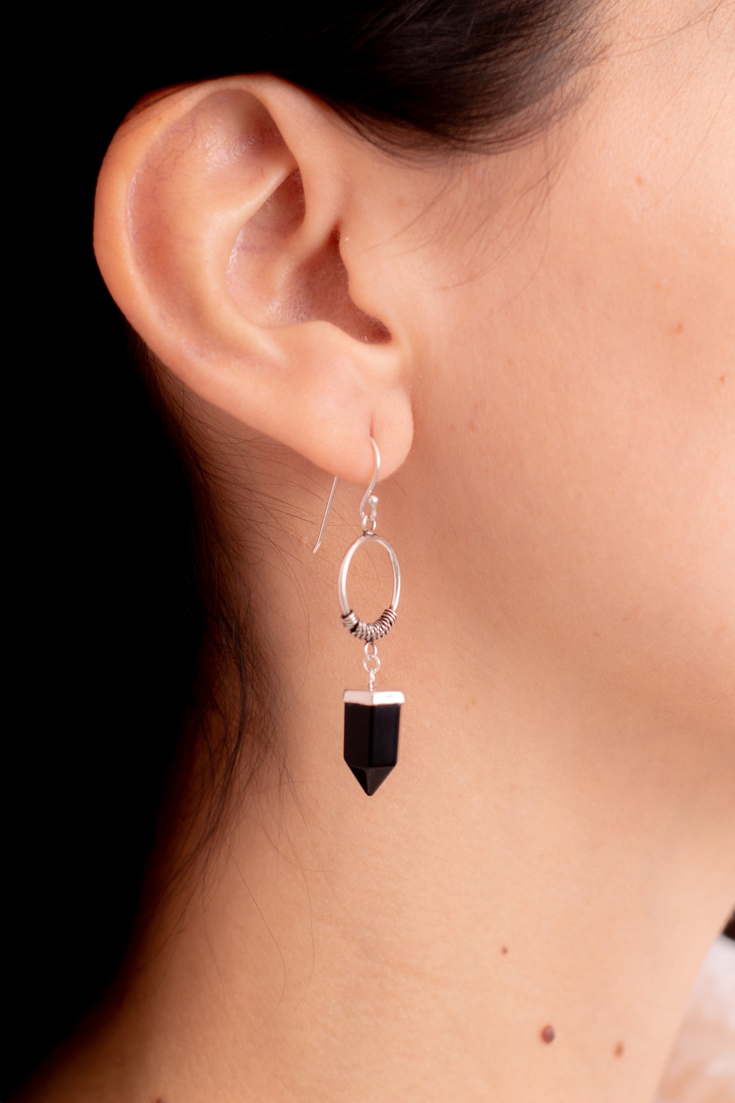 Aros Plata Thai | Obsidiana