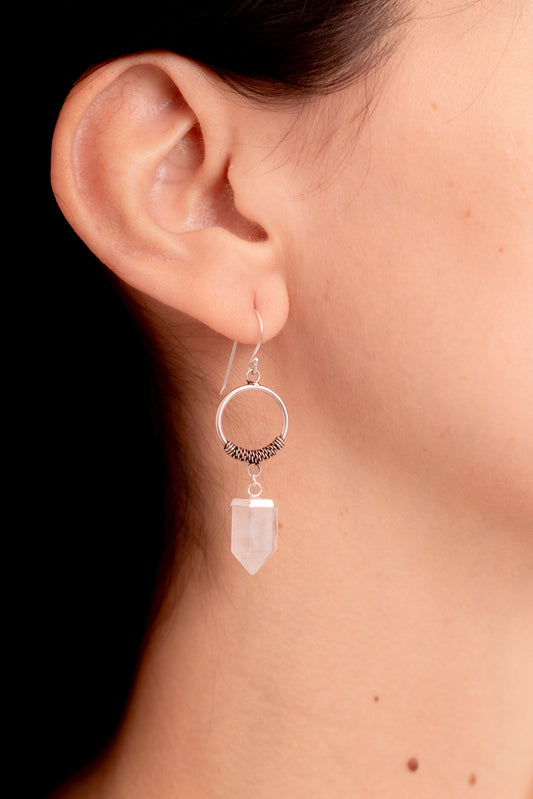 Aros Plata Thai | Cuarzo Blanco