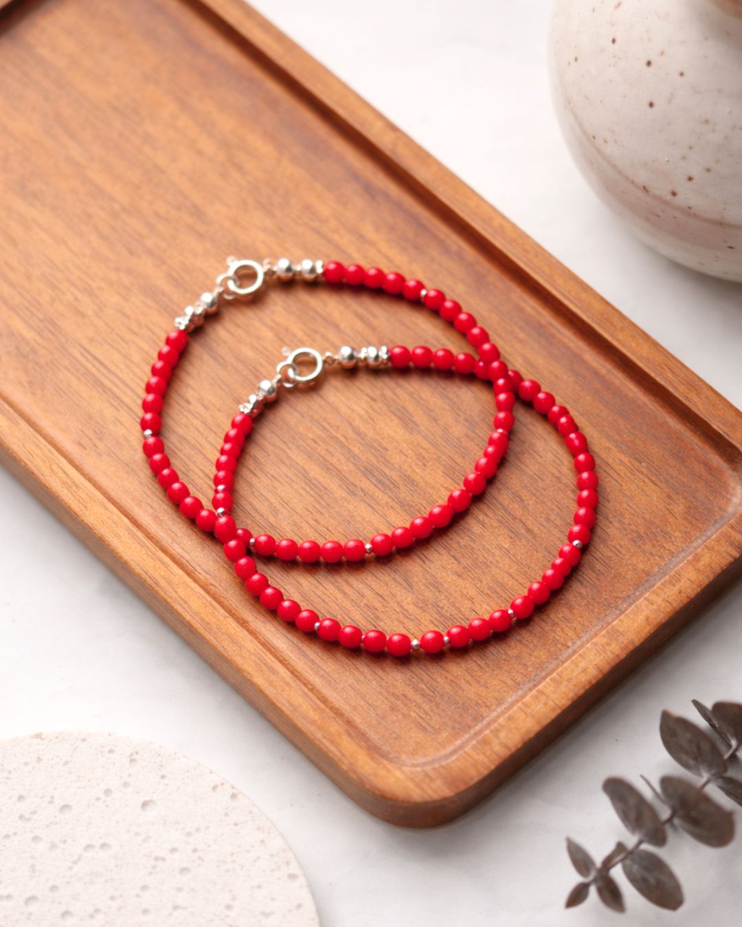 Pulsera Plata Myka Jade Rojo