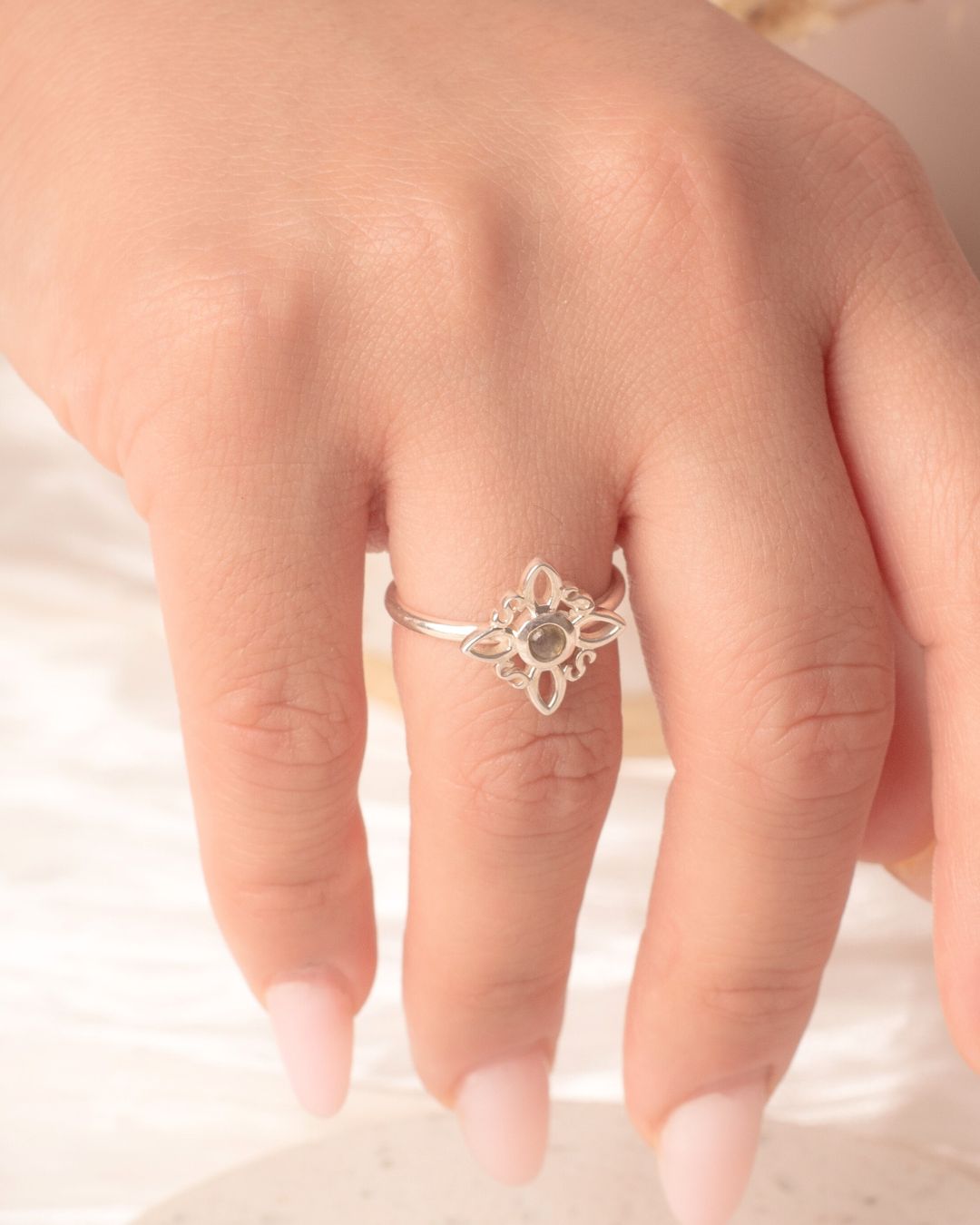 Anillo Plata Nudo Piedra | Labradorita