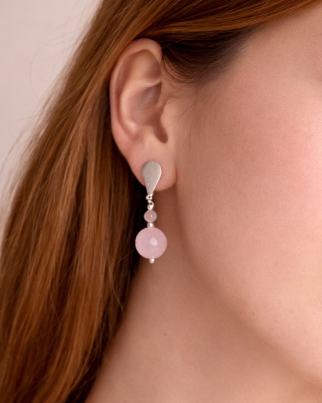 Aros Plata Zaya | Cuarzo Rosado