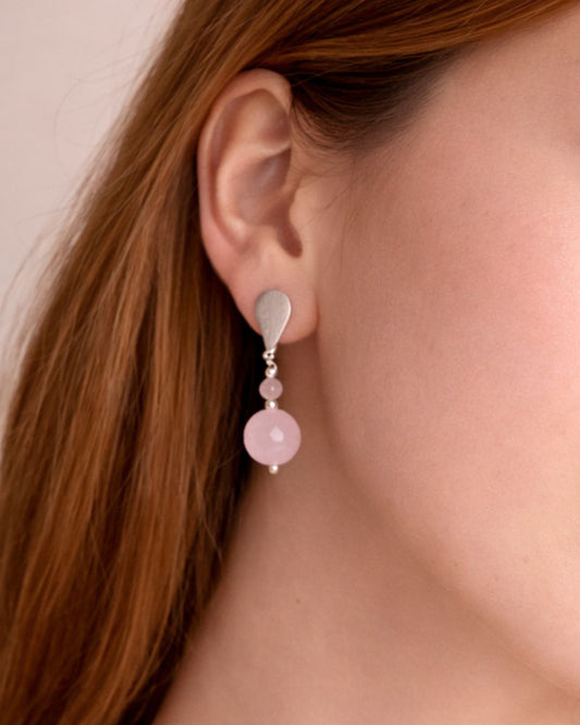 Aros Plata Zaya | Cuarzo Rosado