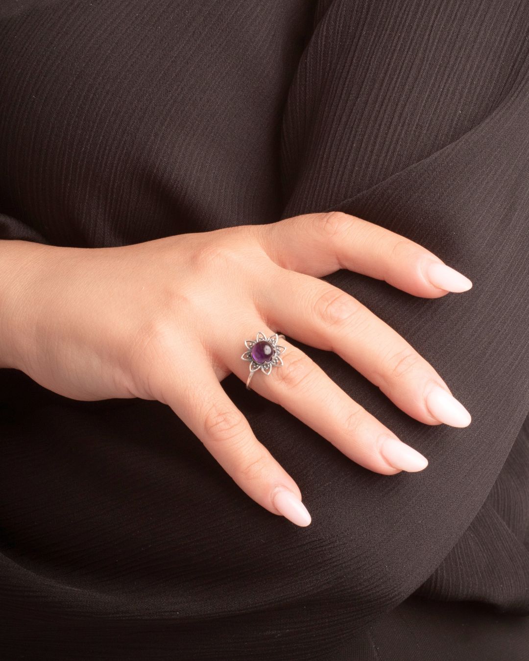 Anillo Plata Flori | Amatista